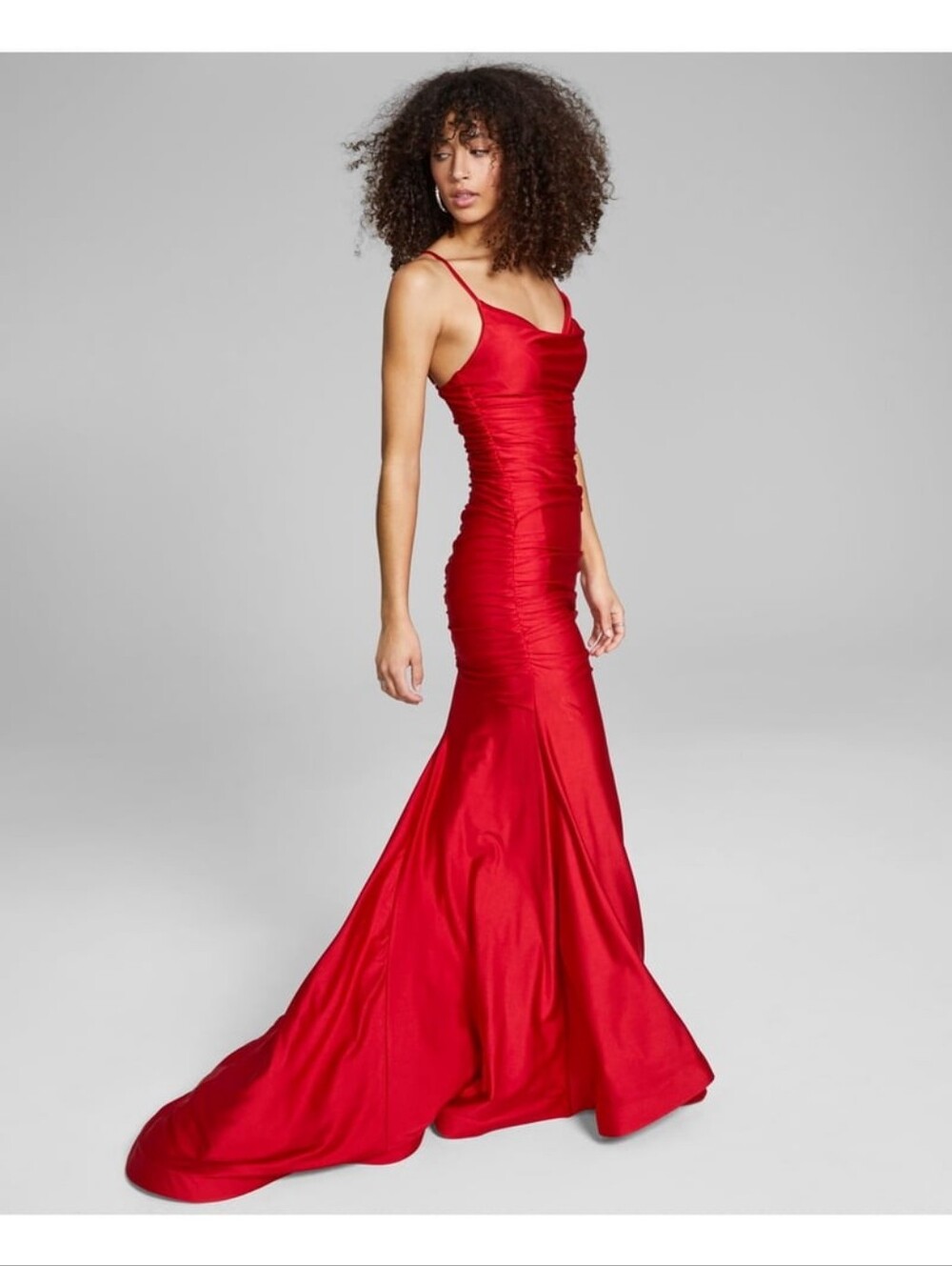 NWT B. Darlin Red Shirred Ruched Full Length Train Gown Dress Junior Size 9/10
